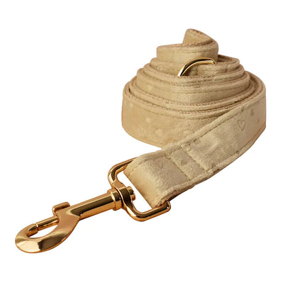 Nude Love Velvet Dog Bow Tie Collar with Rope