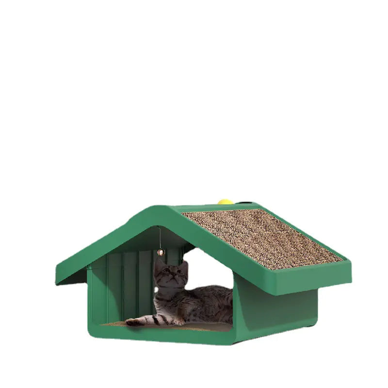 Cat Villa with Scratch Board and Toy