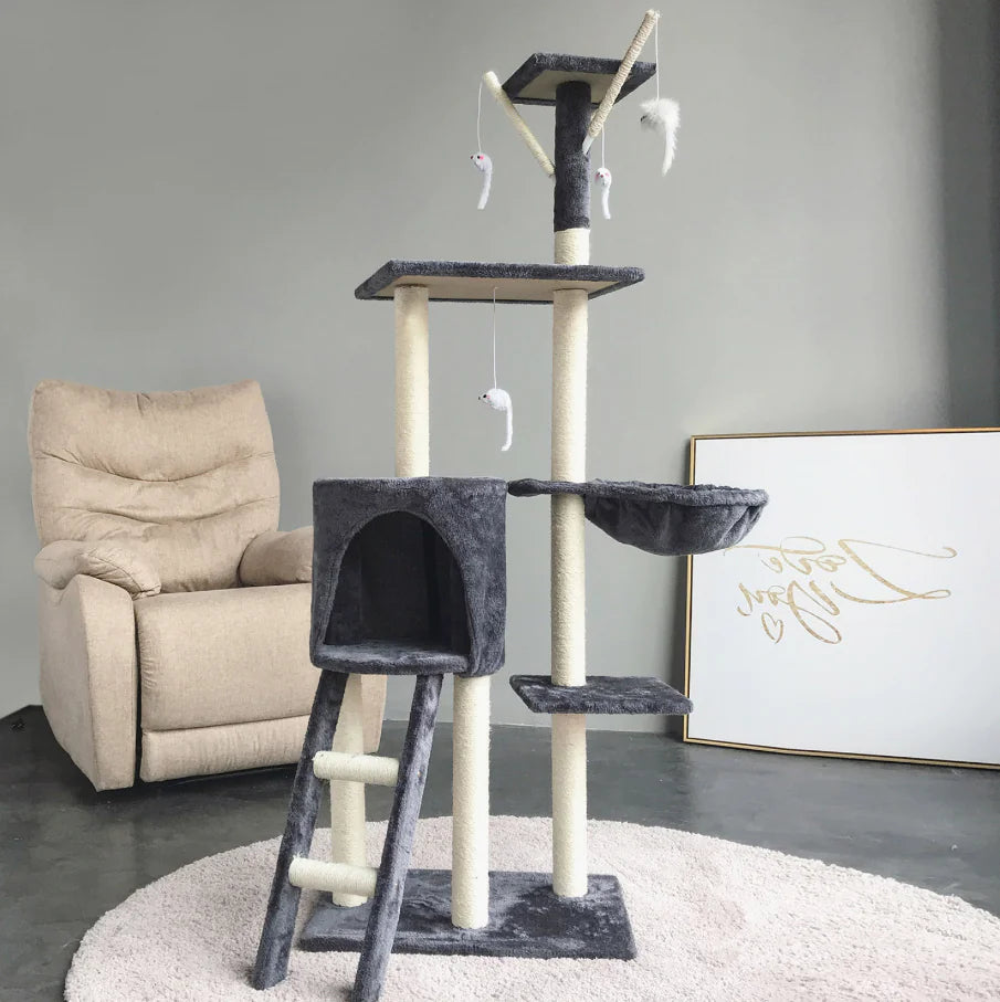 Medium Sisal Cat Tree with Five Platforms and Scratching Post