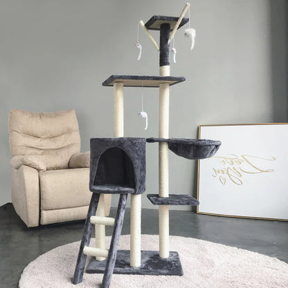 Medium Sisal Cat Tree with Five Platforms and Scratching Post