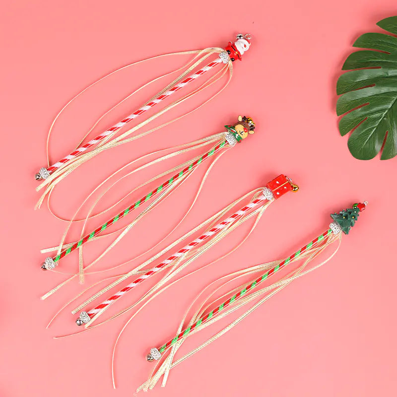 Colorful Cat Teaser Wand with Bells and Ribbons