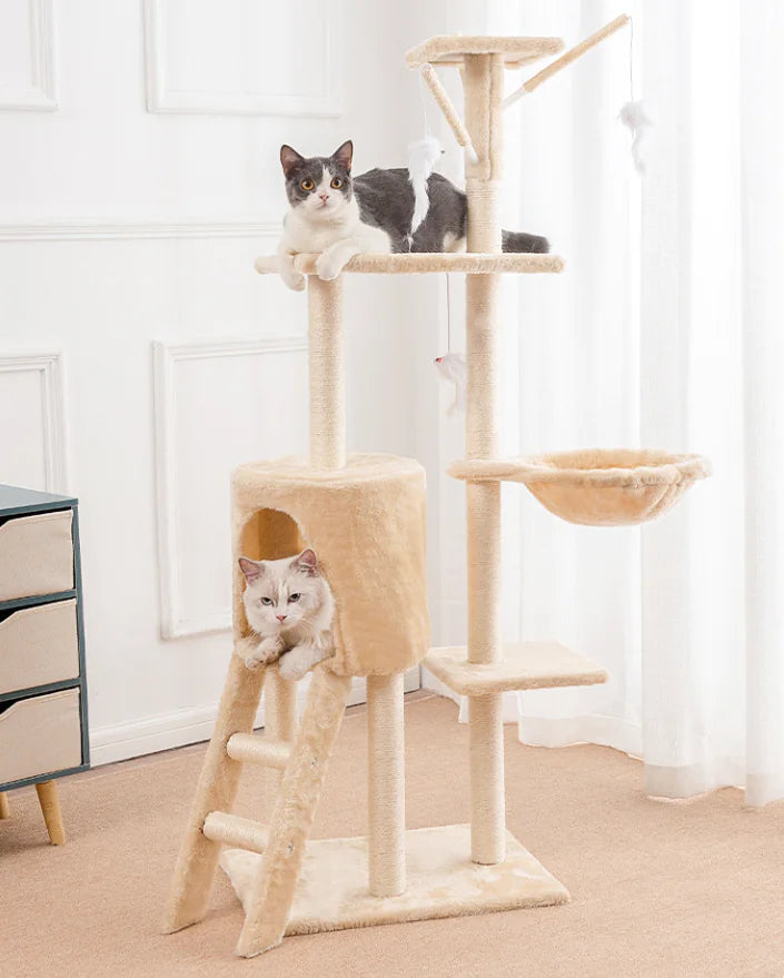 Medium Sisal Cat Tree with Five Platforms and Scratching Post