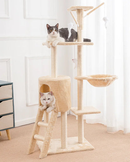Medium Sisal Cat Tree with Five Platforms and Scratching Post