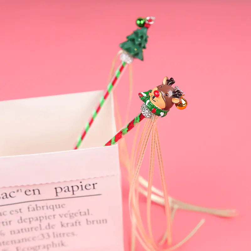 Colorful Cat Teaser Wand with Bells and Ribbons