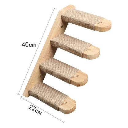 Multi-Layer Solid Wood Cat Climbing Wall Stairs